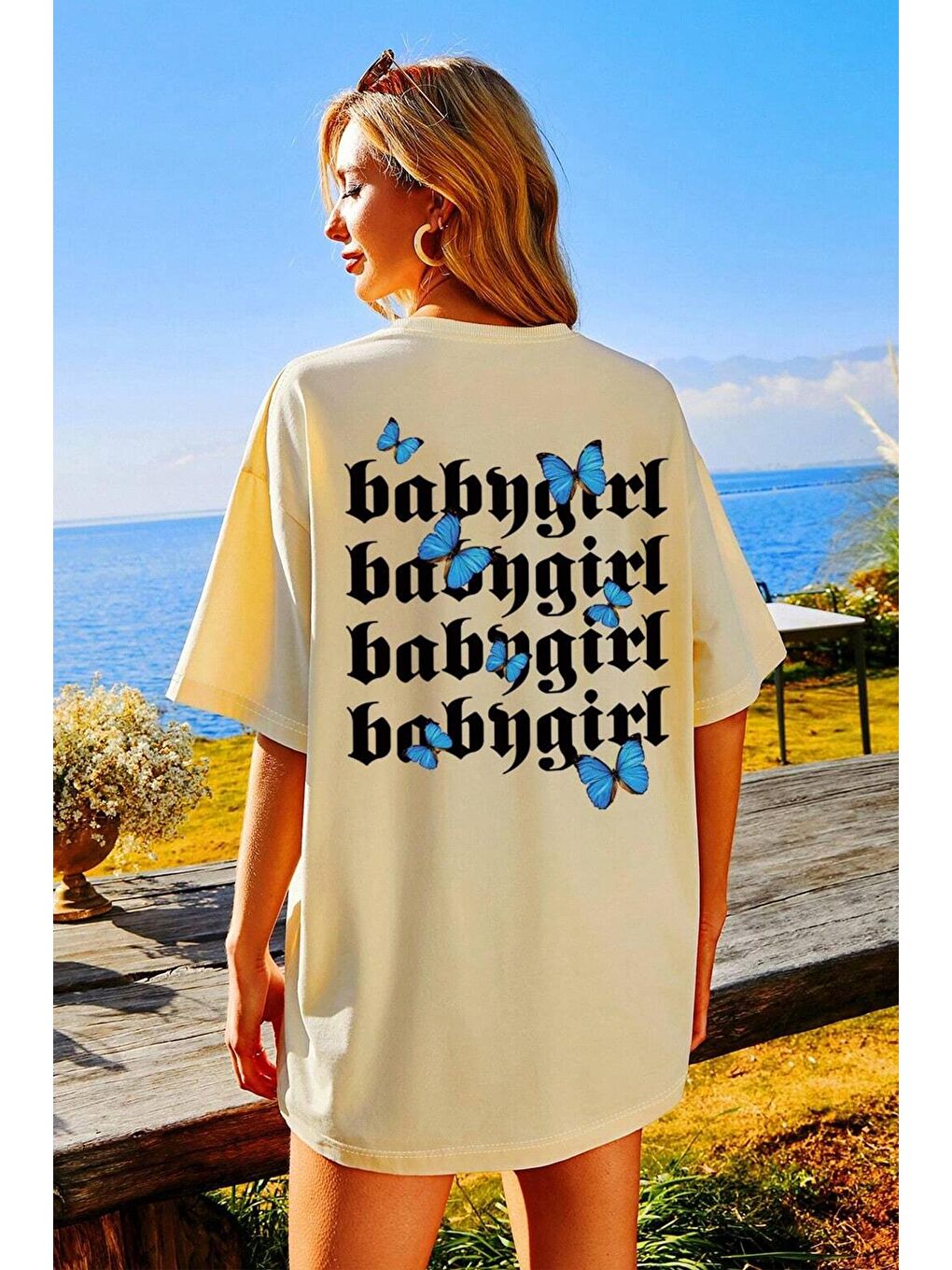 uyguntarz Bej Unisex Babygirl Baskılı Tasarım Tshirt - 1