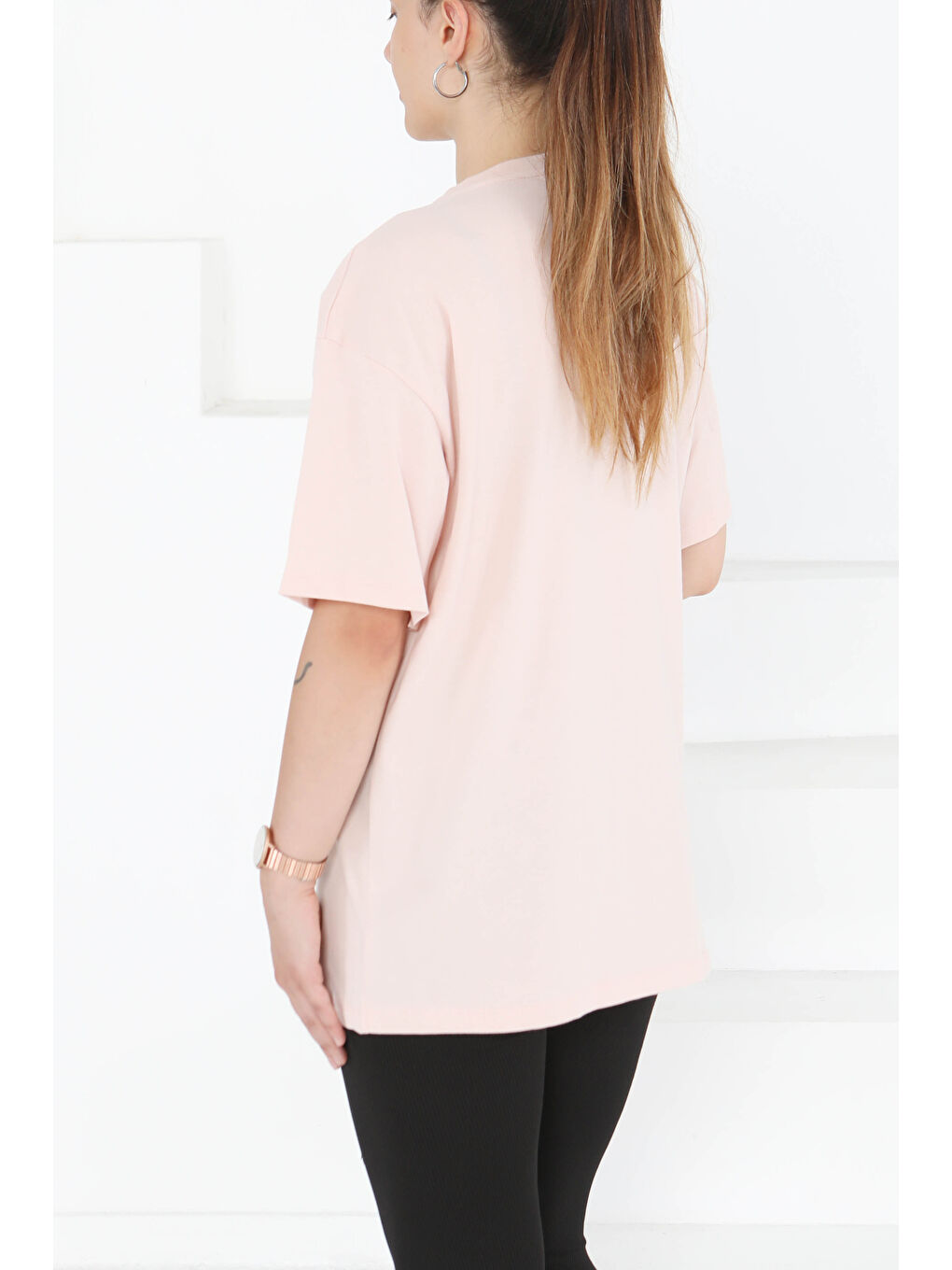 Pembe Kısa Kollu T-Şhirt Pudra - 27346-3