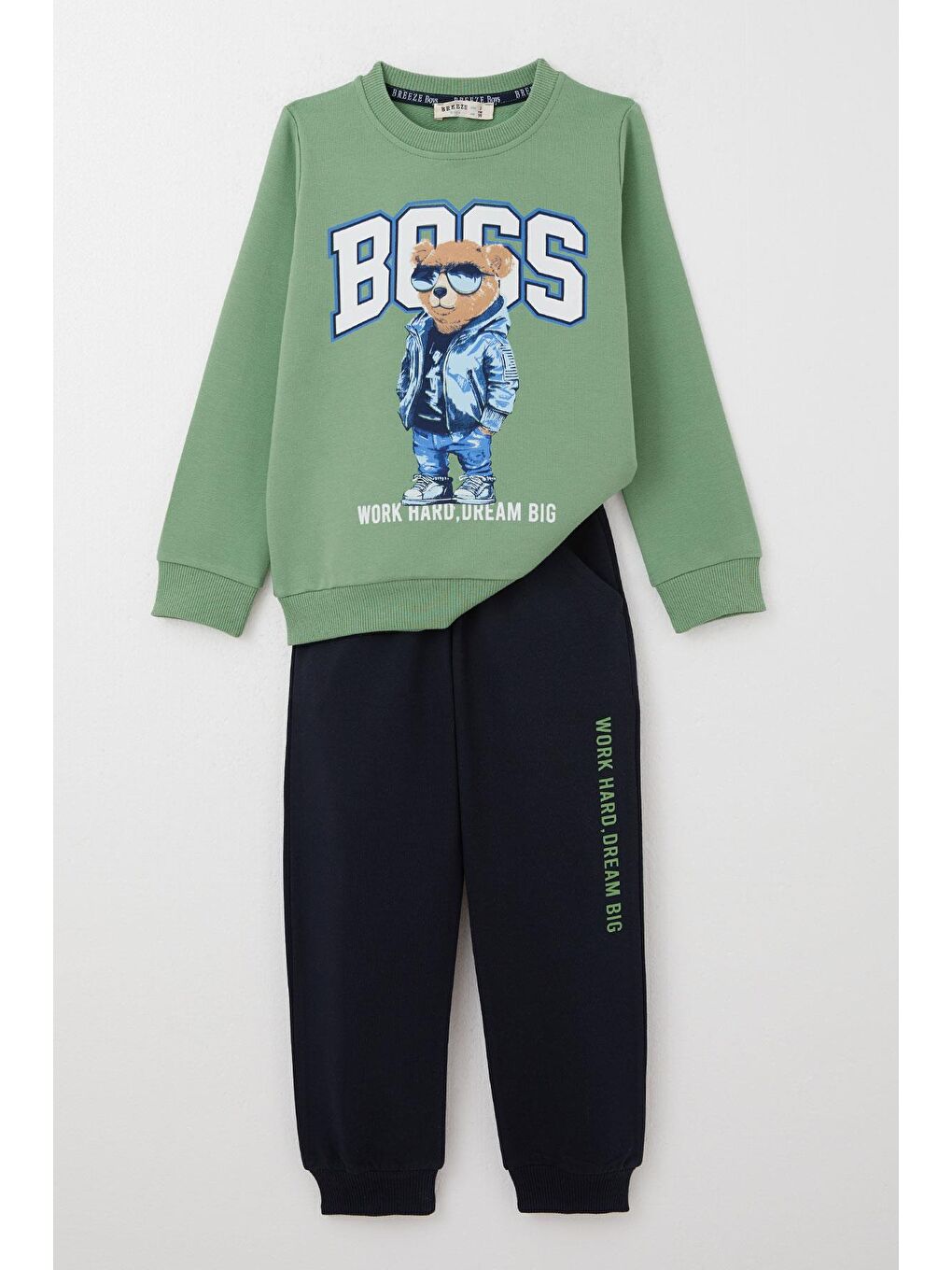 Erkek Çocuk Eşofman Takım Havalı Ayıcık Baskılı Mint Yeşili (3 Yaş)