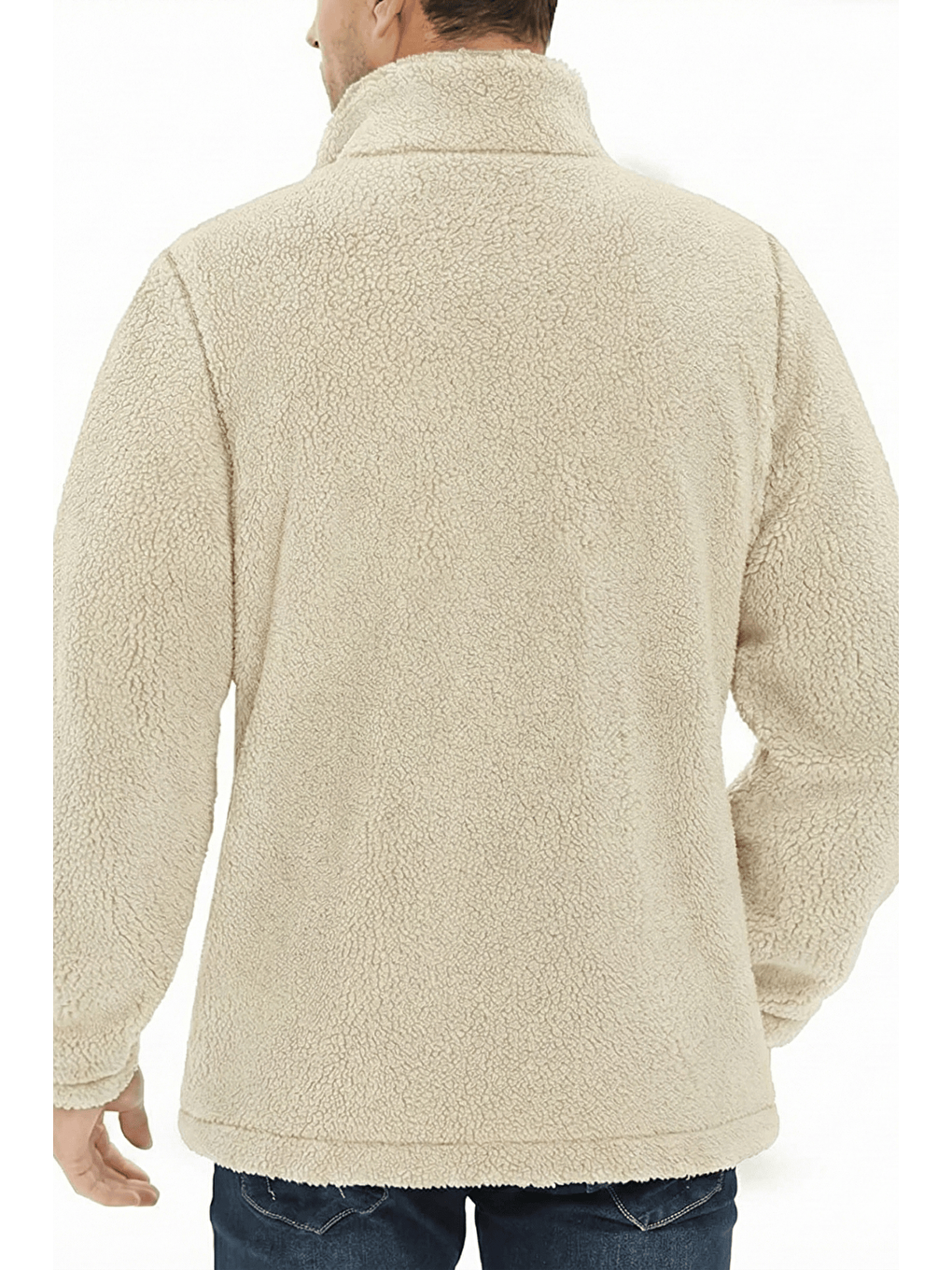 Ekru Oversize Pelüş Sweatshirt Erkek Polar Sweatshirt OVERSIZE-PELUSS-2