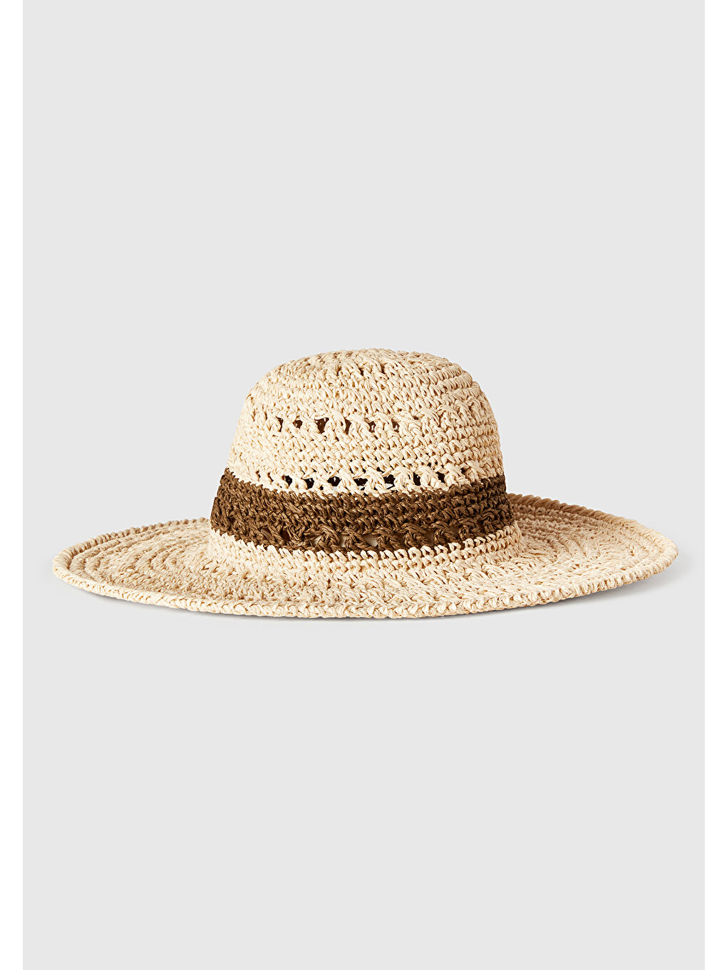 Bej Kadın Taş Rengi Hasır Şapka