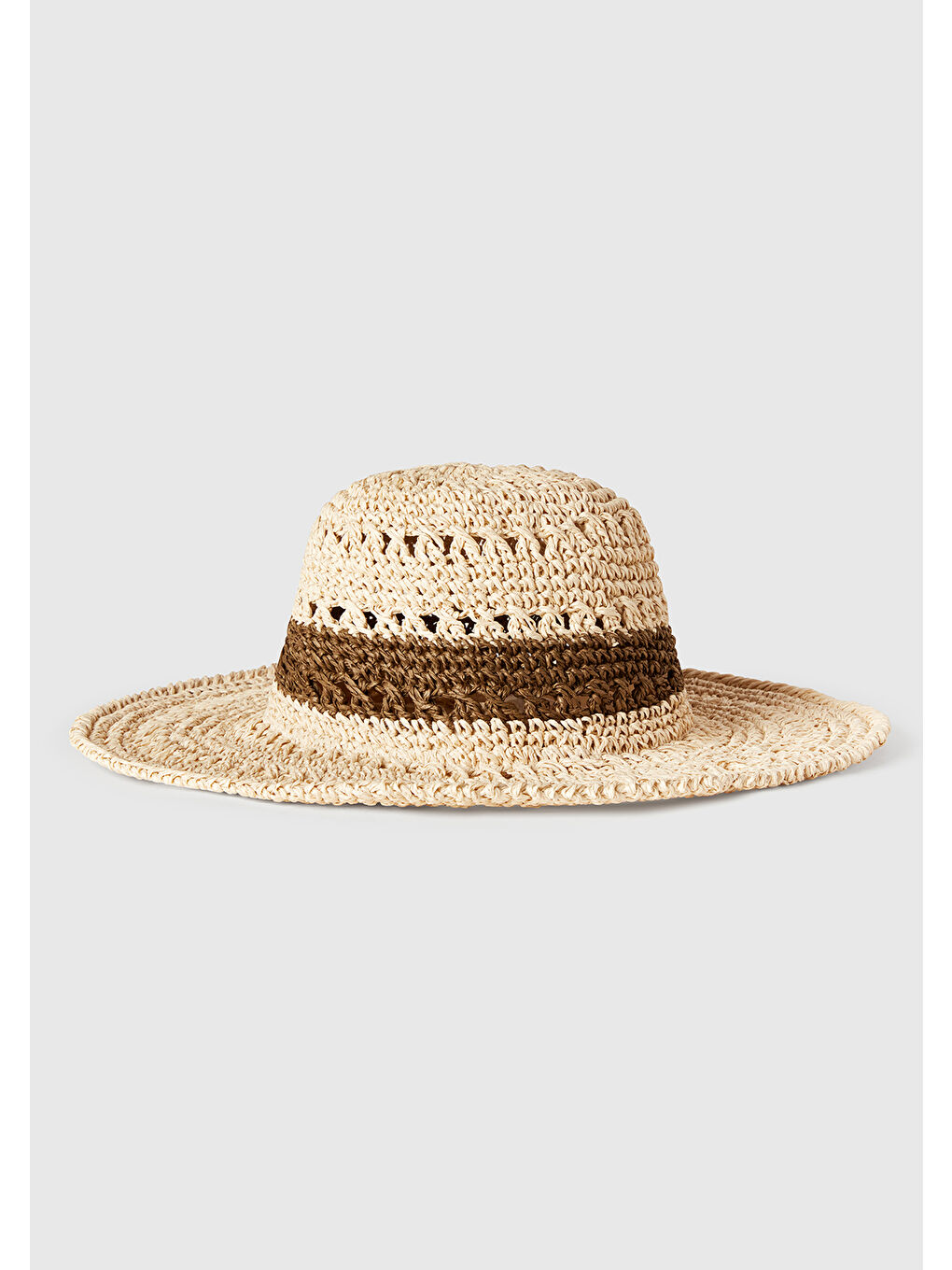 Bej Kadın Taş Rengi Hasır Şapka-1