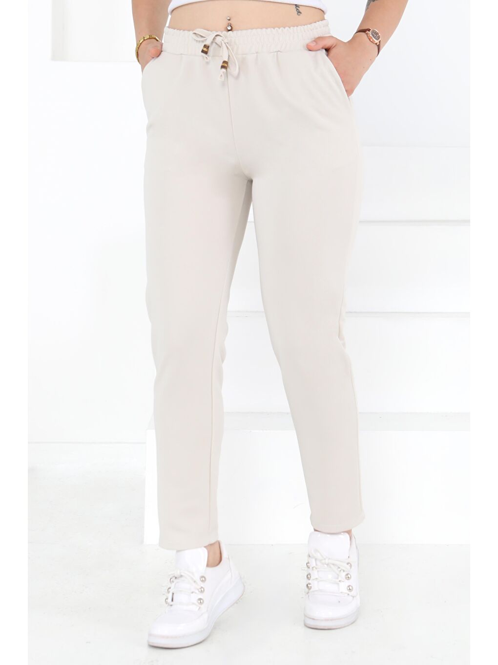 Ekru Havuç Pantolon Krem - 27076-1