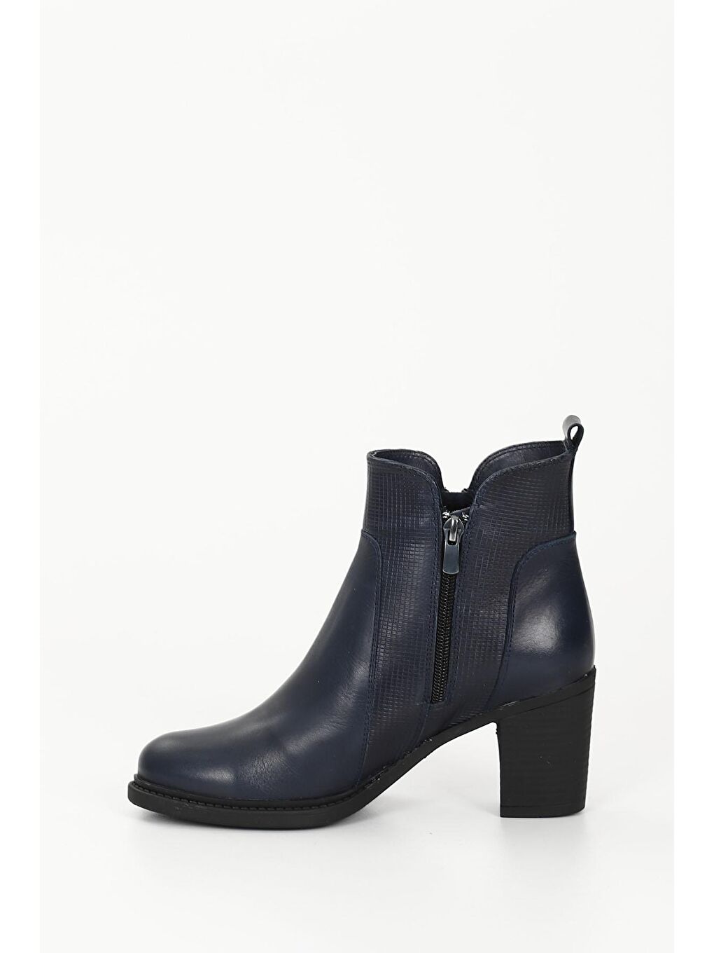 Lacivert LACİVERT  Hakiki Deri Yuvarlak Burun Topuklu Fermuarlı Püsküllü Kadın Günlük Bot 39472-5