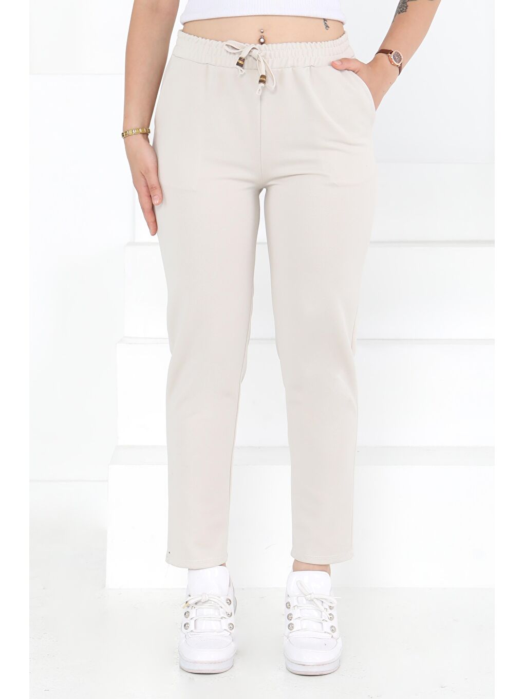 Ekru Havuç Pantolon Krem - 27076-2