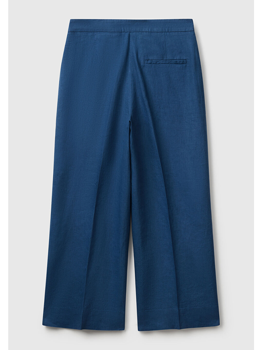 Mavi Kadın Denim %100 Keten Düğmeli Fermuarlı Paçası Kesik Kloş Pantolon-3