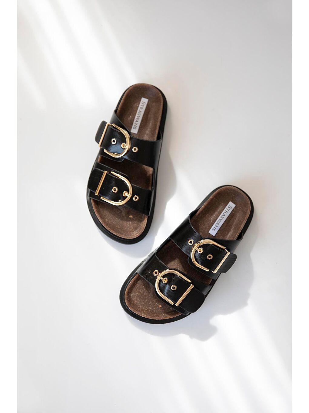 Zowie  Kadın  Toka  Detay  Günlük Konfor  Deri Terlik Siyah