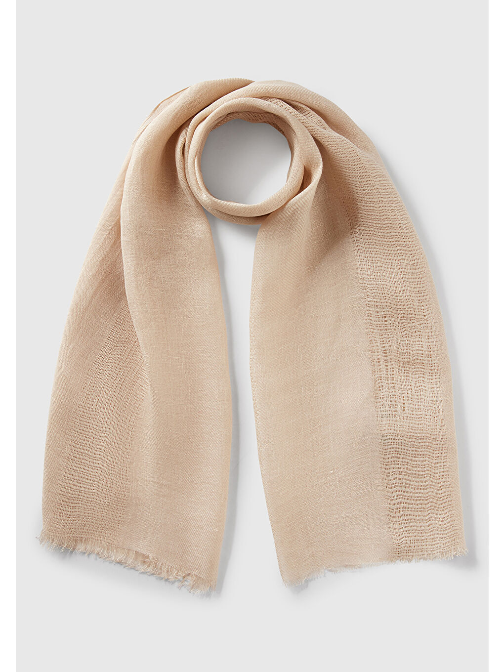 Bej Kadın Taş Rengi %100 Keten Şal-1