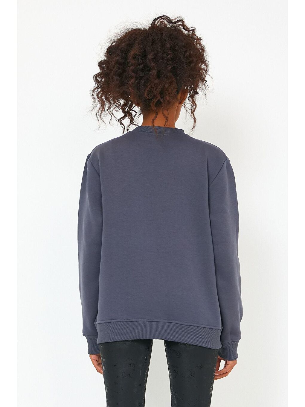 Gri Store Kadın Sweatshirt Içi Polarlı Baskılı Oversize Outdoor Sweatshirt-1