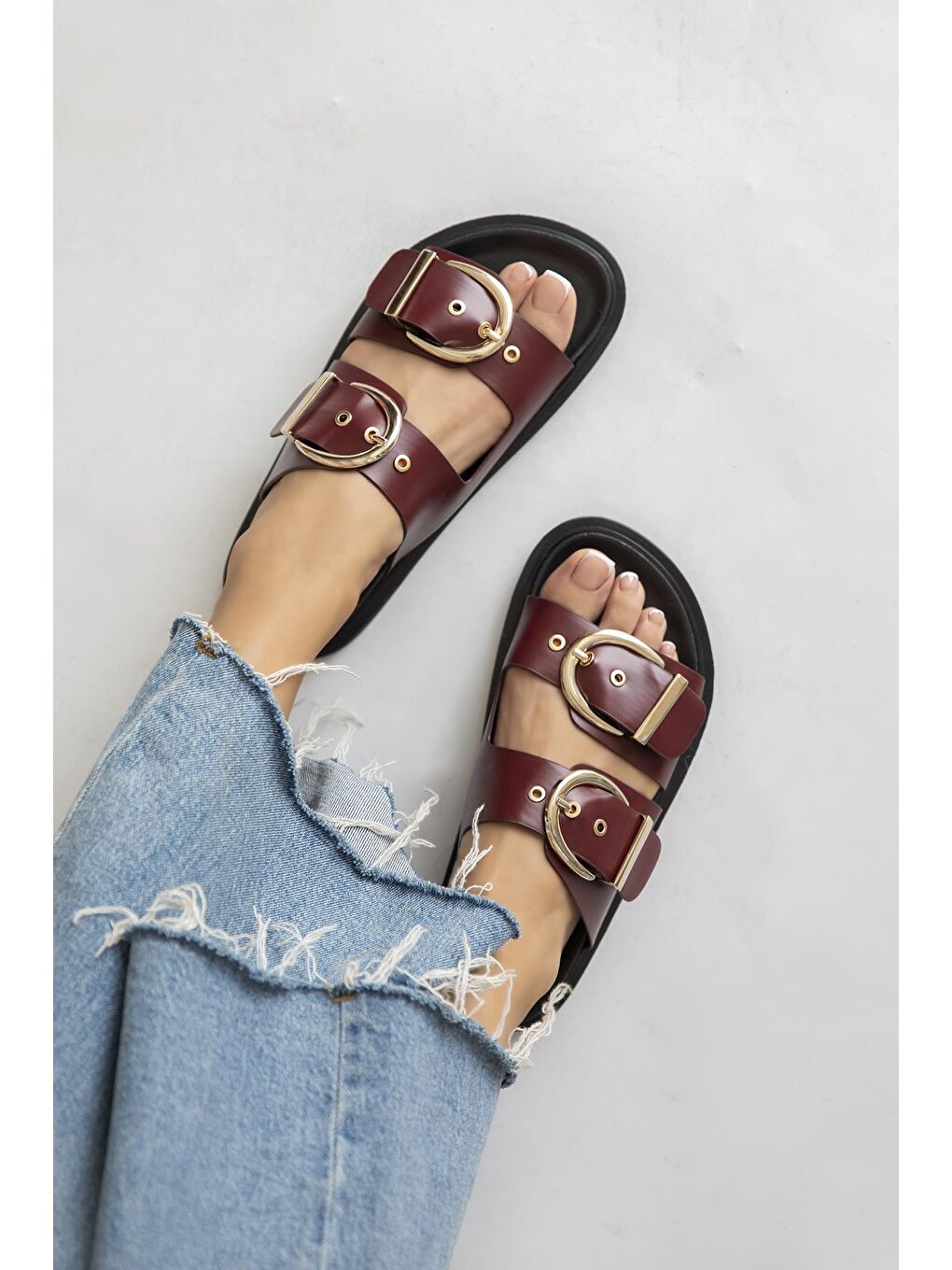 Forster  Kadın  Toka  Detay  Günlük  Konfor Terlik Bordo-1