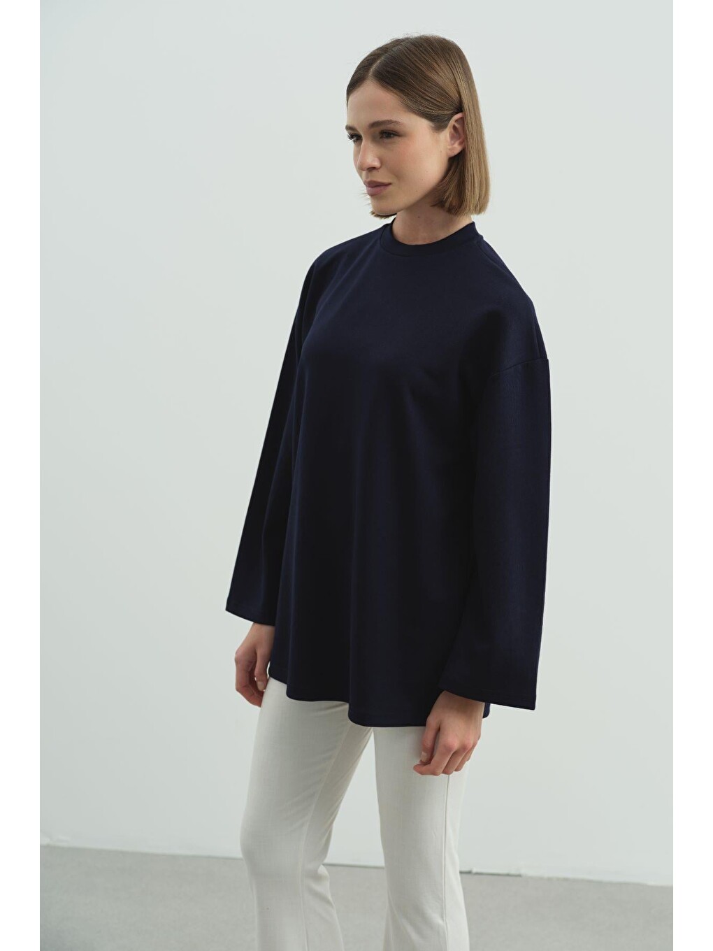 Oversize Basic Sweatshirt 980 Lacivert-1