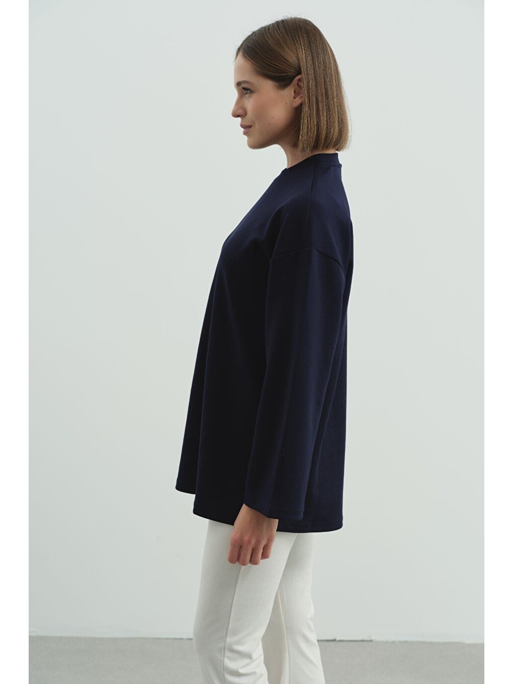 Oversize Basic Sweatshirt 980 Lacivert-2