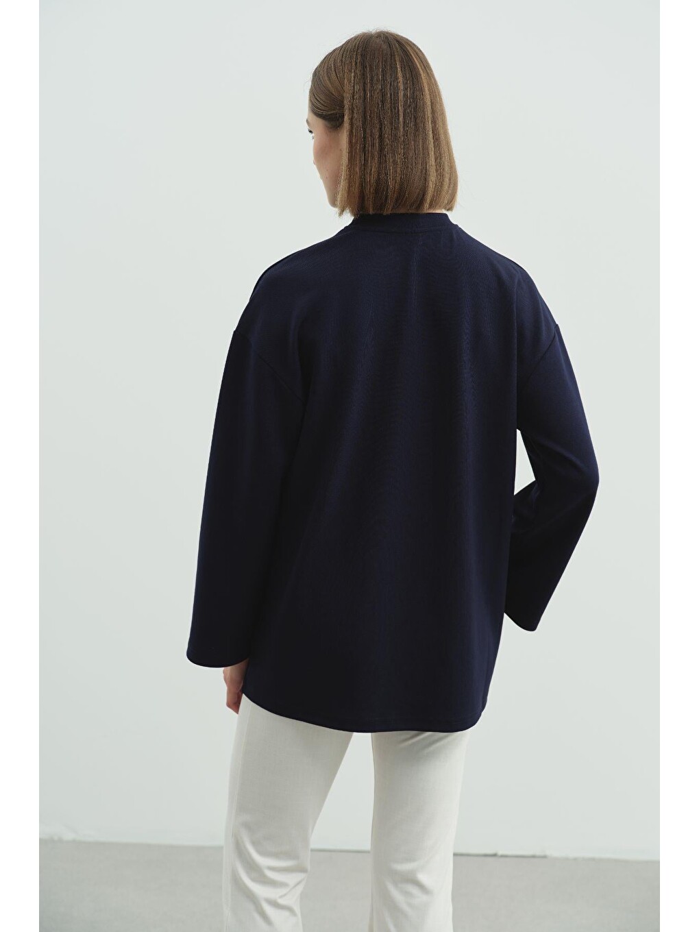 Oversize Basic Sweatshirt 980 Lacivert-3