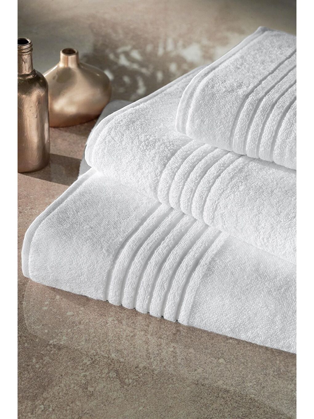 Beyaz 2 Adet Kronos Serisi Otel Banyo Havlusu 70x140 600gr-1