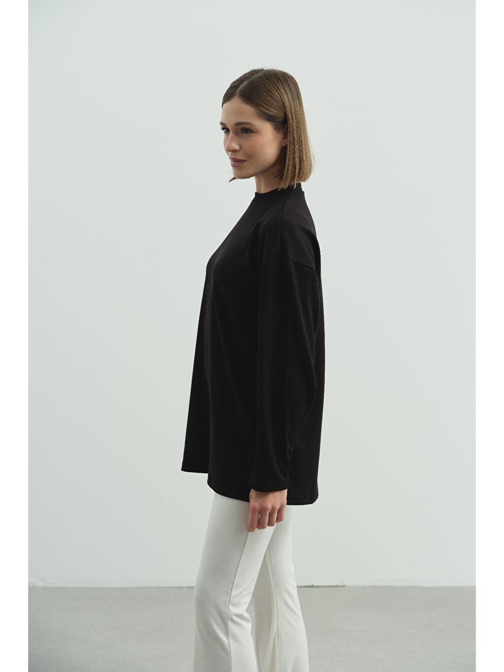 Oversize Basic Sweatshirt 980 Siyah-2