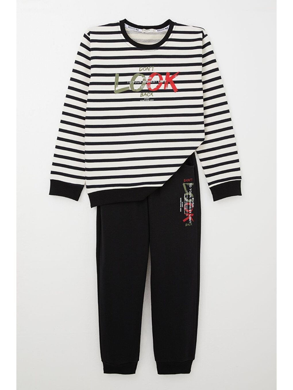 Erkek Çocuk Eşofman Takım Motivasyon Temalı Cepli Ekru (4 Yaş)