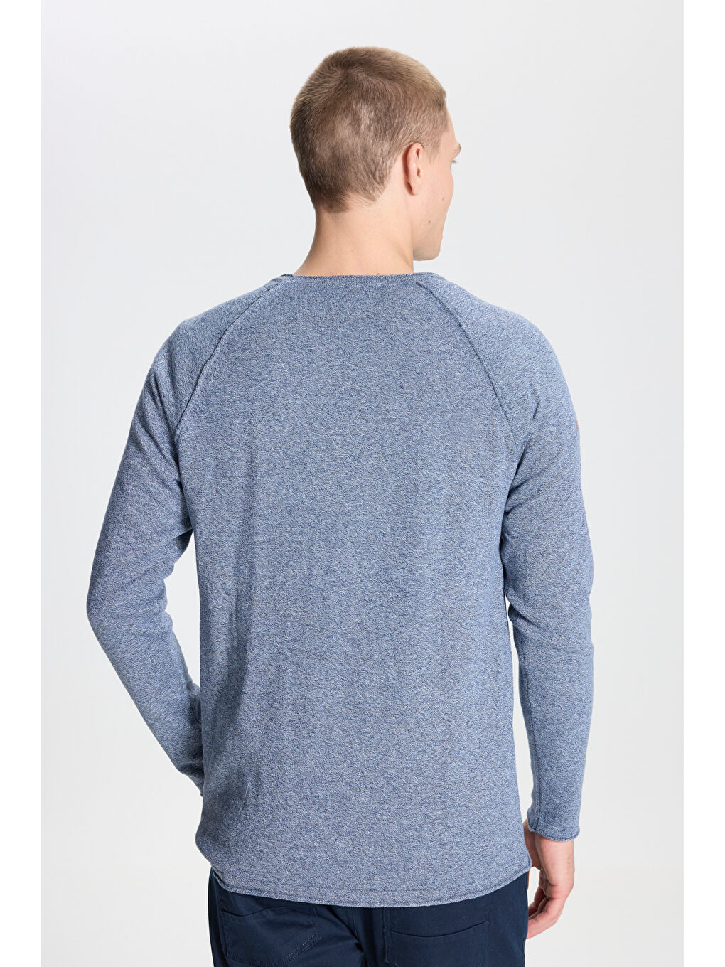 İndigo Erkek Recycle Standart Fit Normal Kesim Bisiklet Yaka Pamuklu Muline Desenli Triko Kazak-4