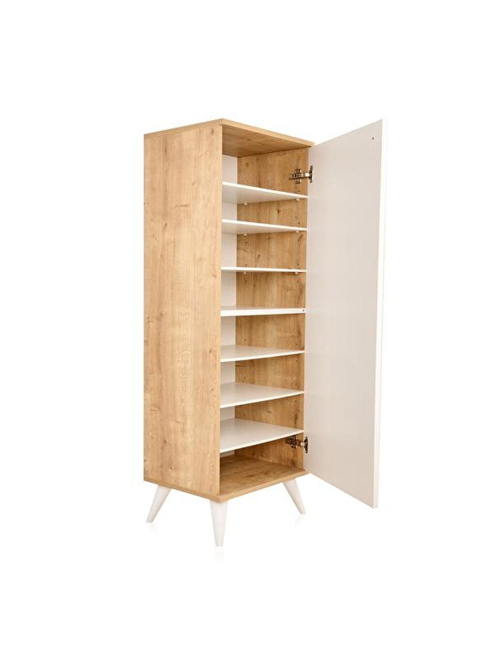 Kahverengi Modern Çizgili Baskılı Çok Amaçlı Dolap - Beyaz / Safir Meşe - 136 cm-4