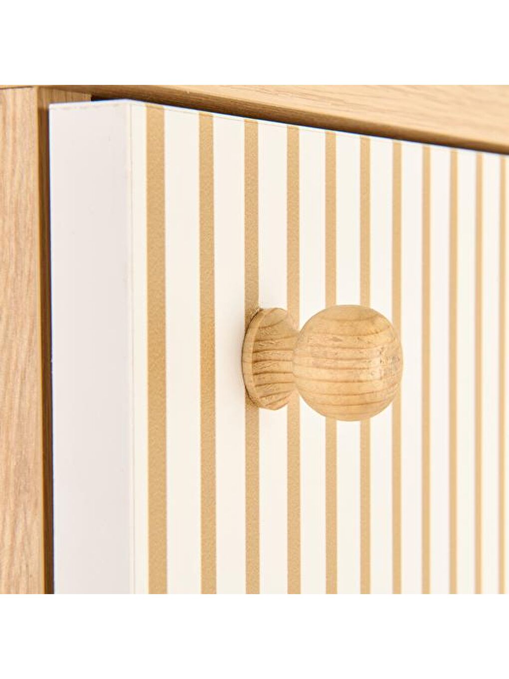 Kahverengi Modern Çizgili Baskılı Çok Amaçlı Dolap - Beyaz / Safir Meşe - 136 cm-6