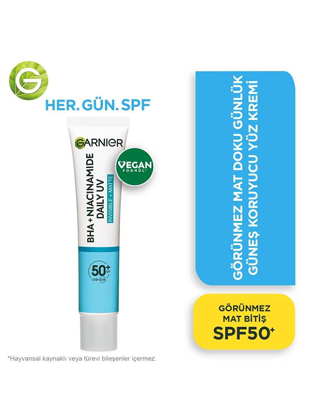 GARNIER Şeffaf Saf ve Temiz BHA Niasinamid Günlük Güneş Koruyucu 40 ml Fluid Yüz Kremi SPF 50+