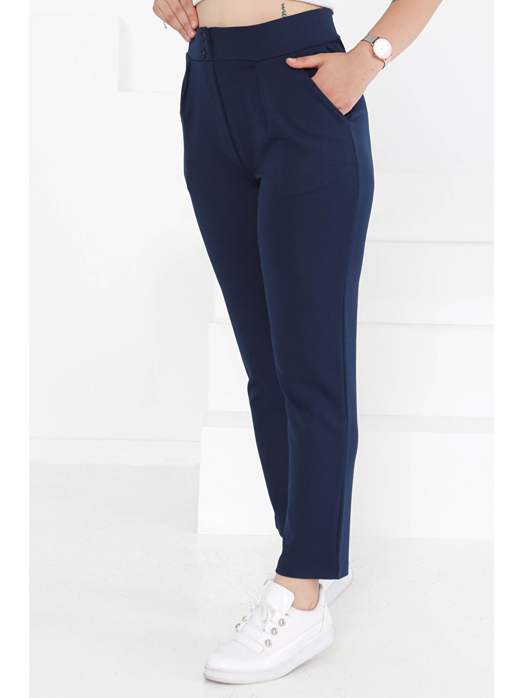 Çift Düğmeli Spor Pantolon Lacivert - 27352-1