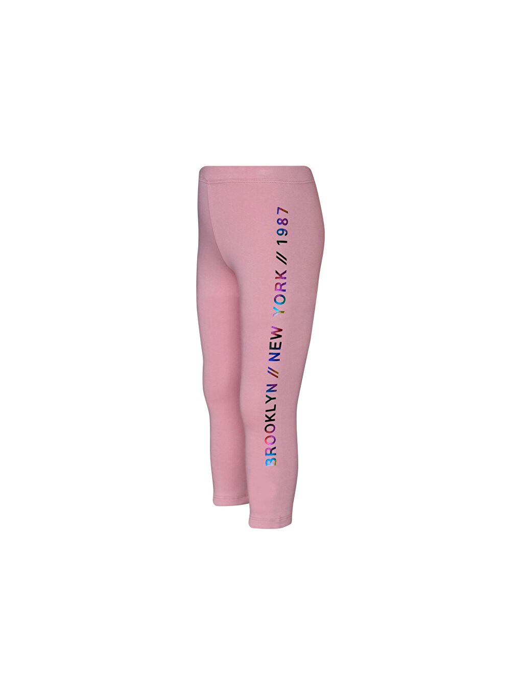 Pembe Koyu Pudra Kız Çocuk Janjan New York Baskılı 40/1 Şardonlu İnterlok Tayt