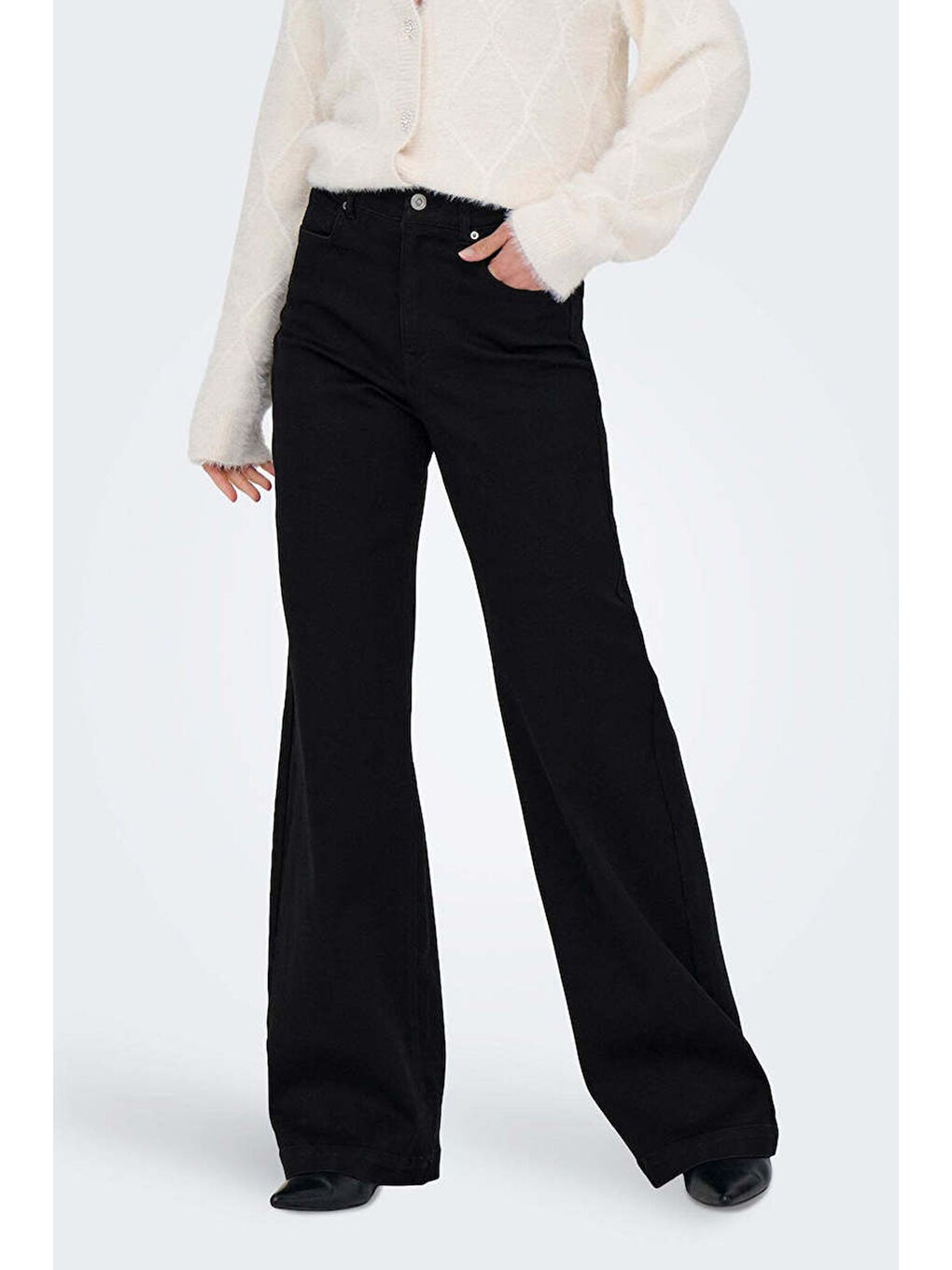 Siyah Onlmadison Pamuklu Wide Leg Yüksek Bel Geniş Paça Jeans 15358210