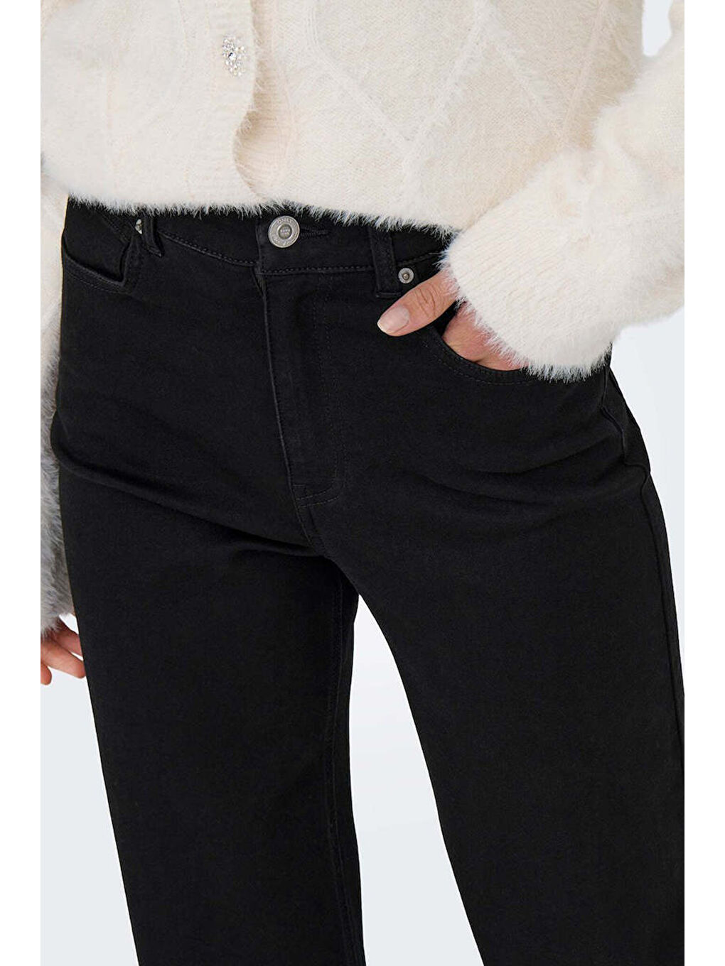 Siyah Onlmadison Pamuklu Wide Leg Yüksek Bel Geniş Paça Jeans 15358210-2