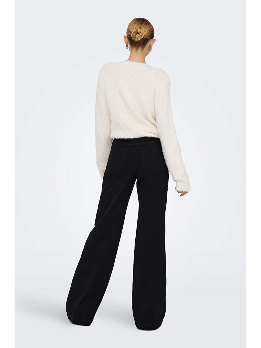 Siyah Onlmadison Pamuklu Wide Leg Yüksek Bel Geniş Paça Jeans 15358210-3