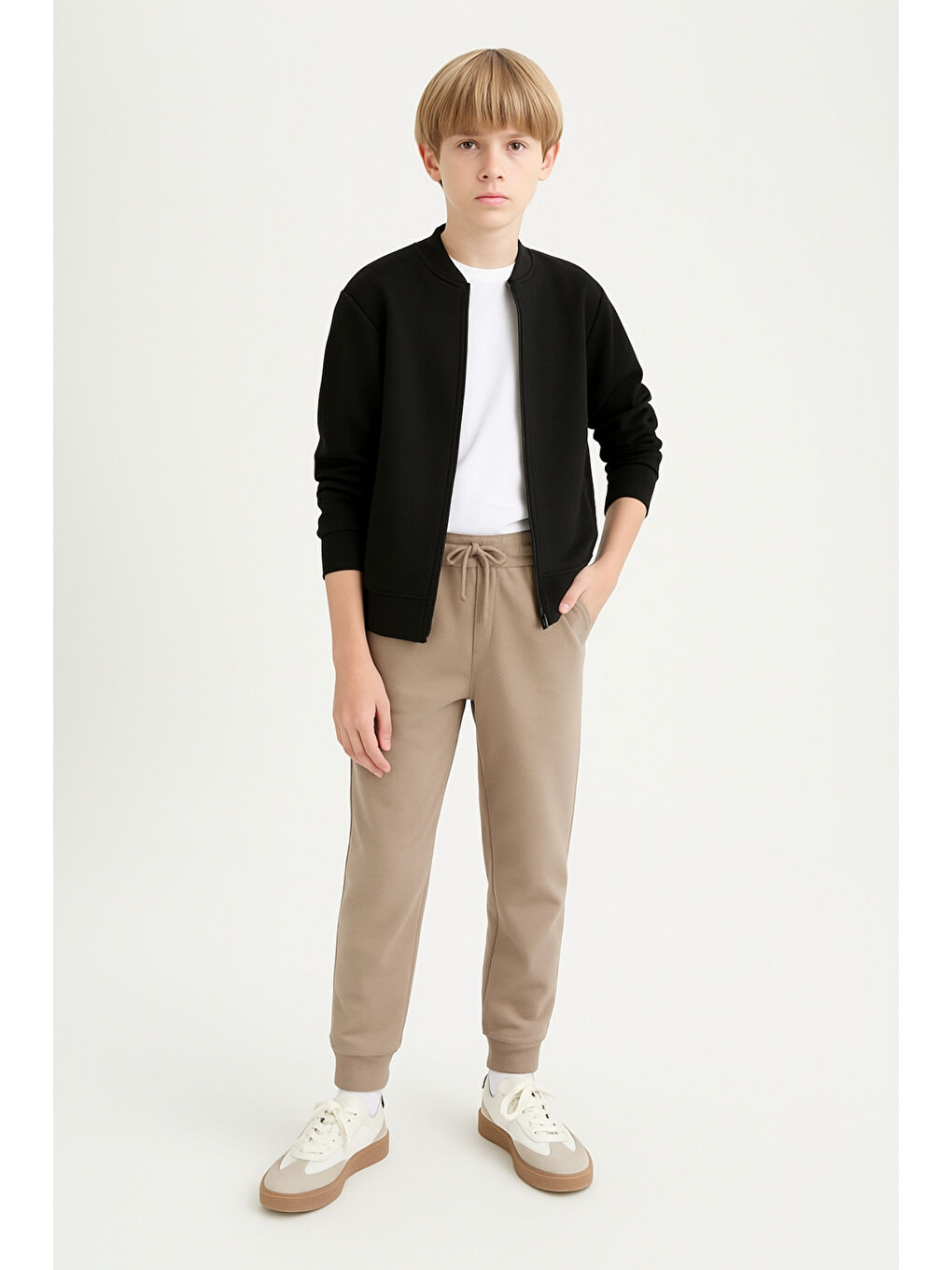 Bej Erkek Çocuk Basic Jogger Paça Okul Eşofman Altı AK-2350