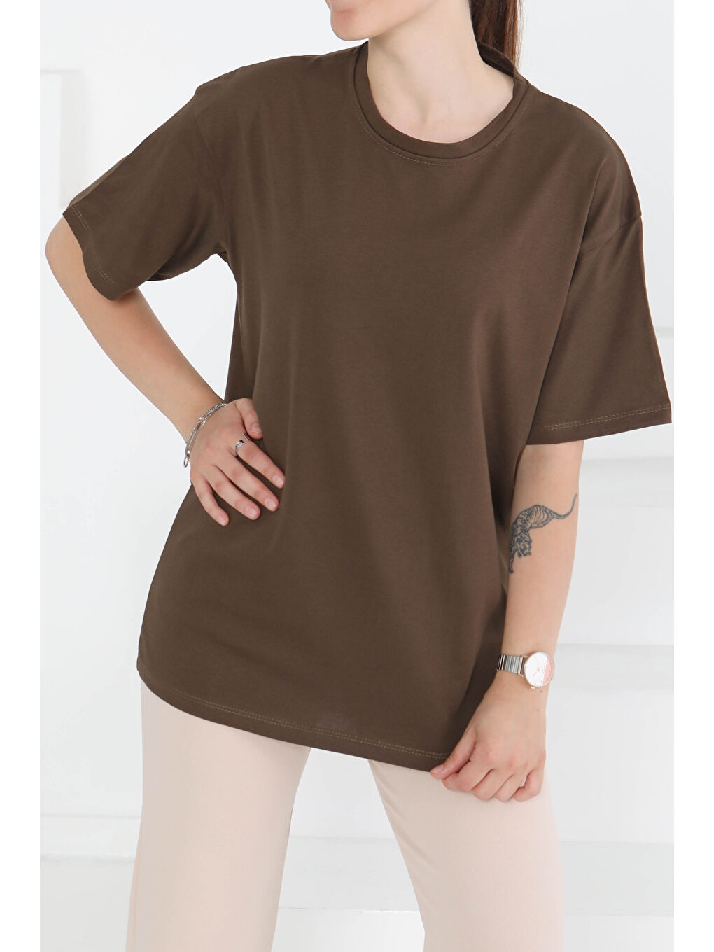 Kahverengi Kısa Kollu T-Şhirt Kahve - 27346-1