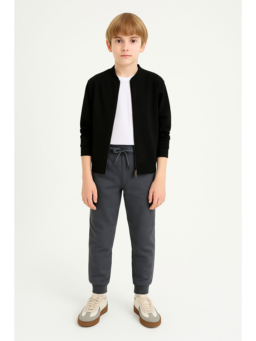 Gri Erkek Çocuk Basic Jogger Paça Okul Eşofman Altı AK-2350-2