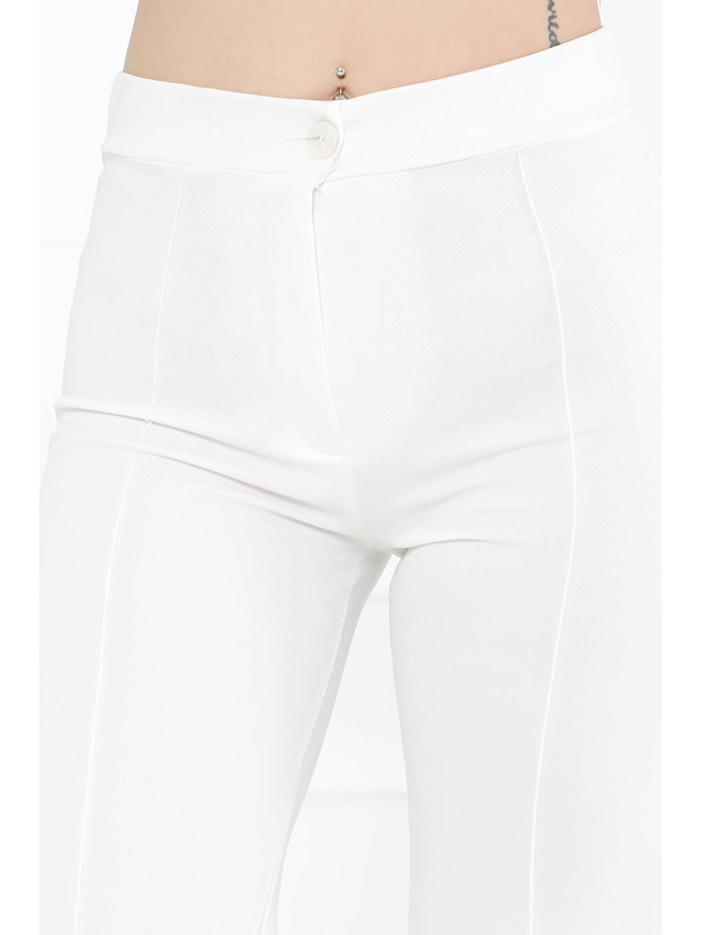 Şerit Detaylı Spor Pantolon Beyaz - 27084-2