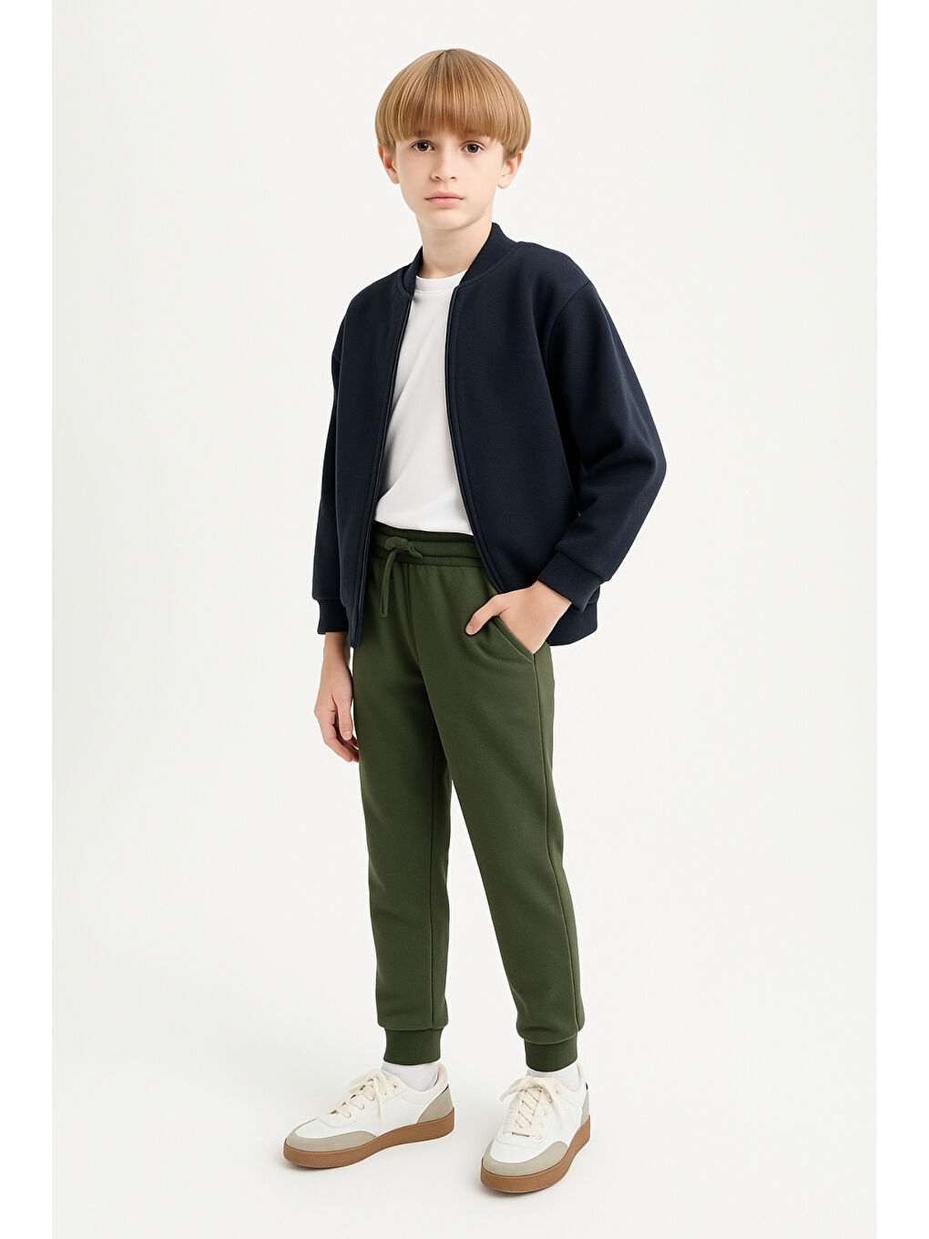 Haki Erkek Çocuk Basic Jogger Paça Okul Eşofman Altı AK-2350-1