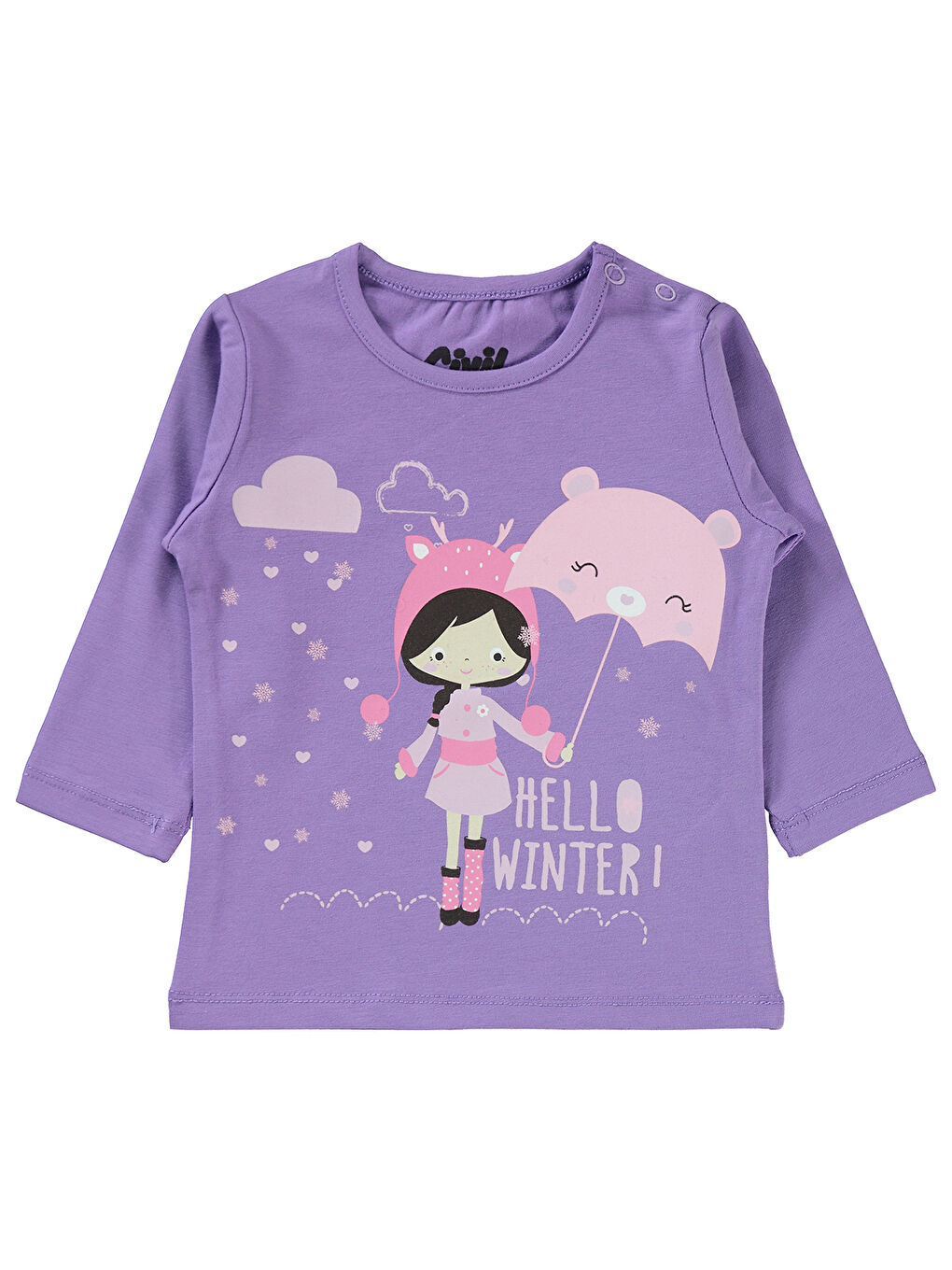 Civil Orta Lila Baby Kız Bebek Sweatshirt 6-18 Ay Meta Leylak