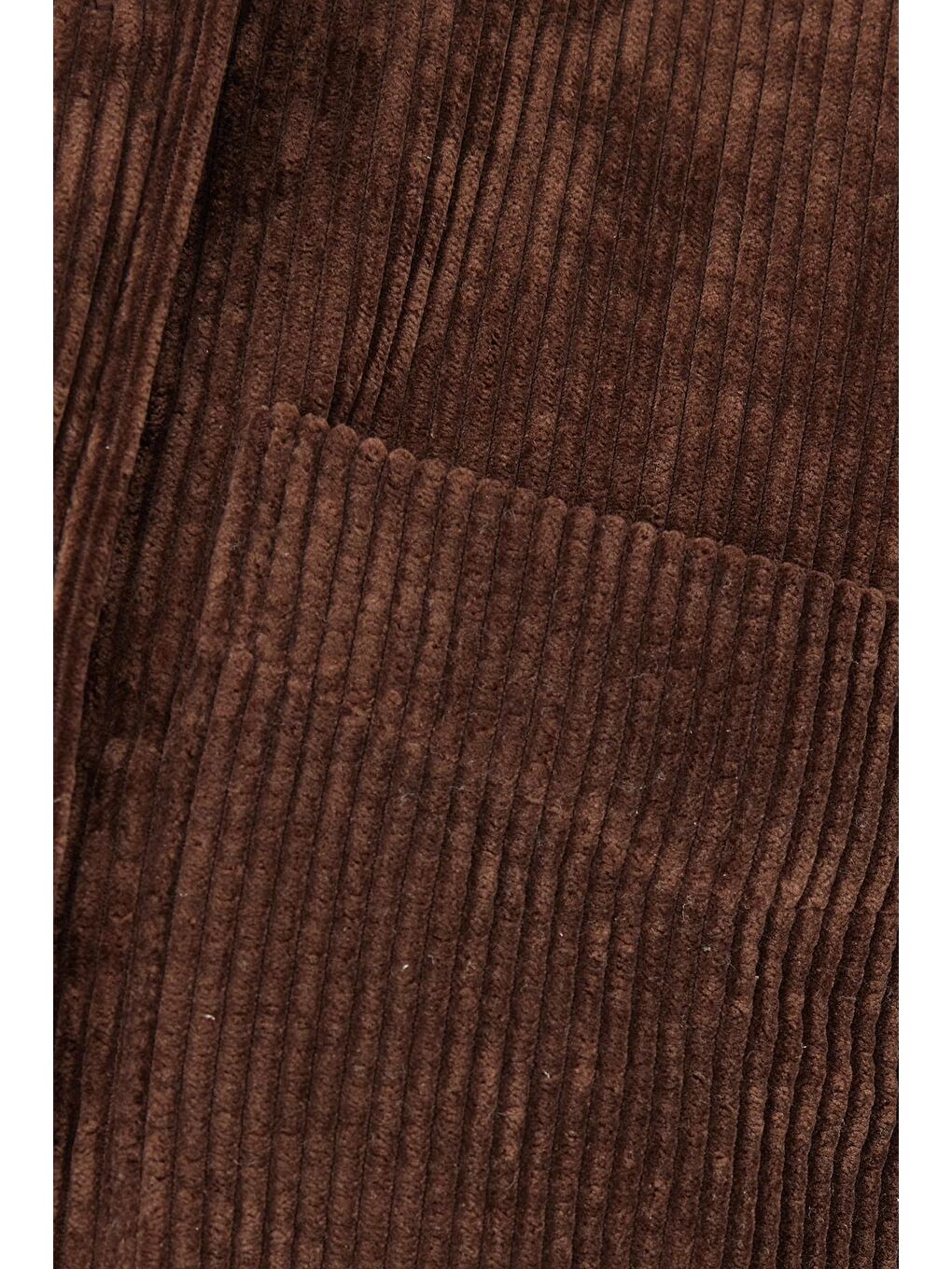 Kahverengi Erkek Regular Fit Rahat Kesim Fitilli Kadife Görünüm Düğmeli Yaka Koyu Kahve Ceket Gömlek-5