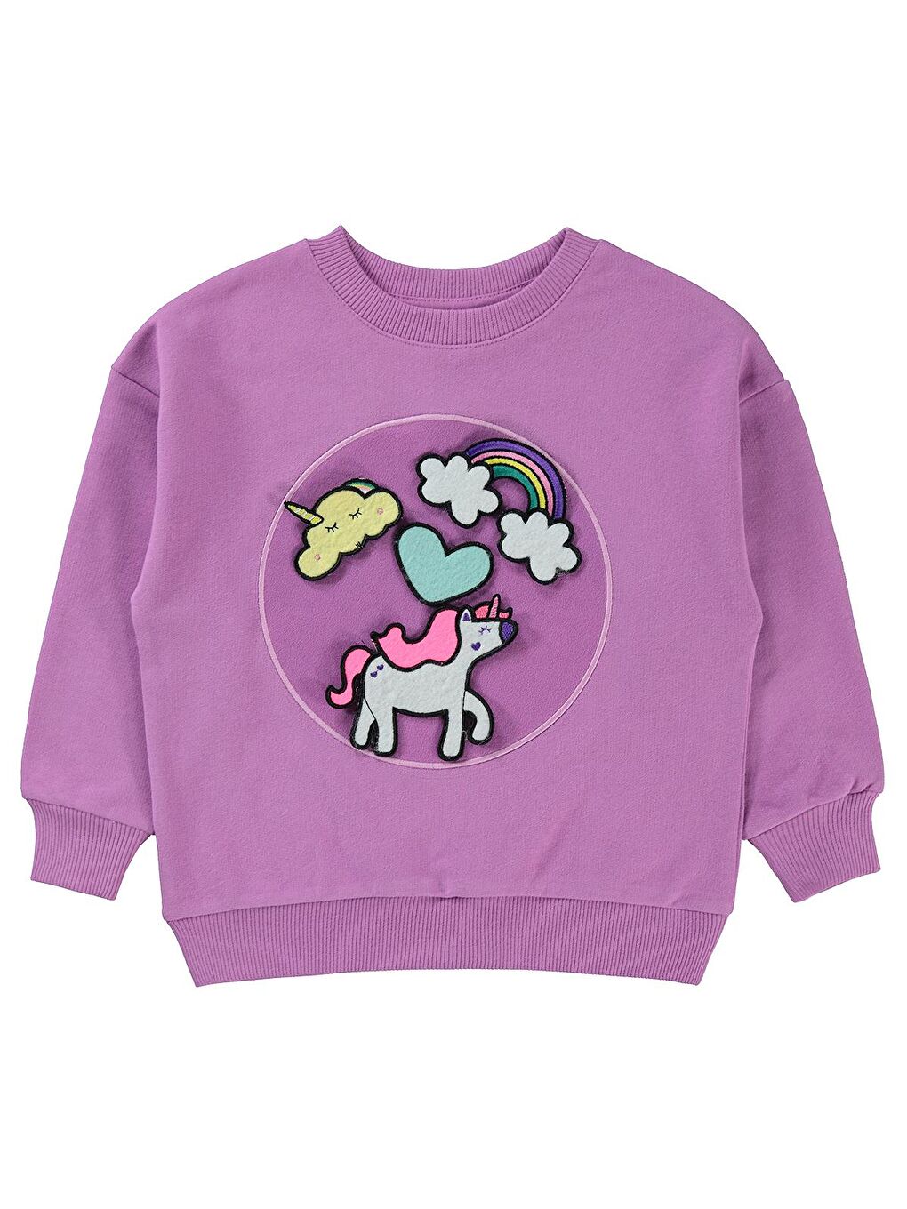 Lila Kız Çocuk Sweatshirt 3-7 Yaş Leylak