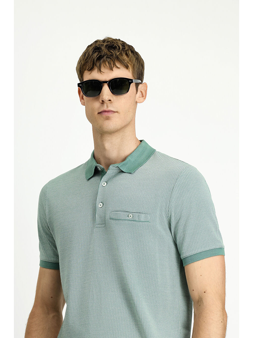 Yeşil Regular Fit Desenli Pamuklu Polo Yaka Tişört-2