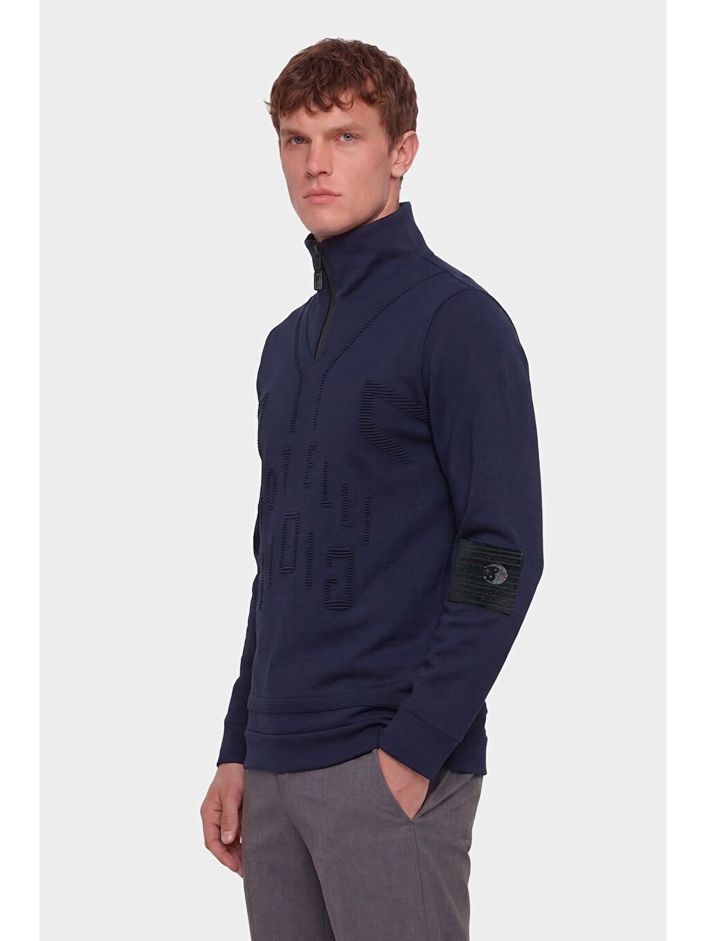 Giotelli Erkek Lacivert Normal Kesim Regular Fit Yünlü Dokuma Fermuarlı Balıkçı Yaka Triko Kazak-2