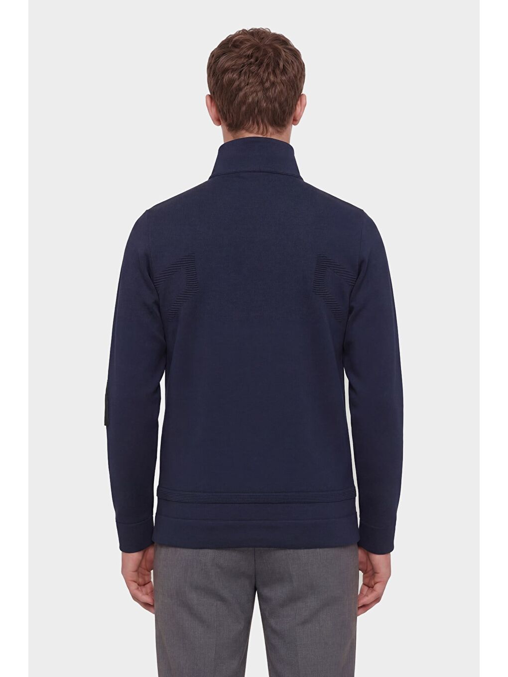 Giotelli Erkek Lacivert Normal Kesim Regular Fit Yünlü Dokuma Fermuarlı Balıkçı Yaka Triko Kazak-3