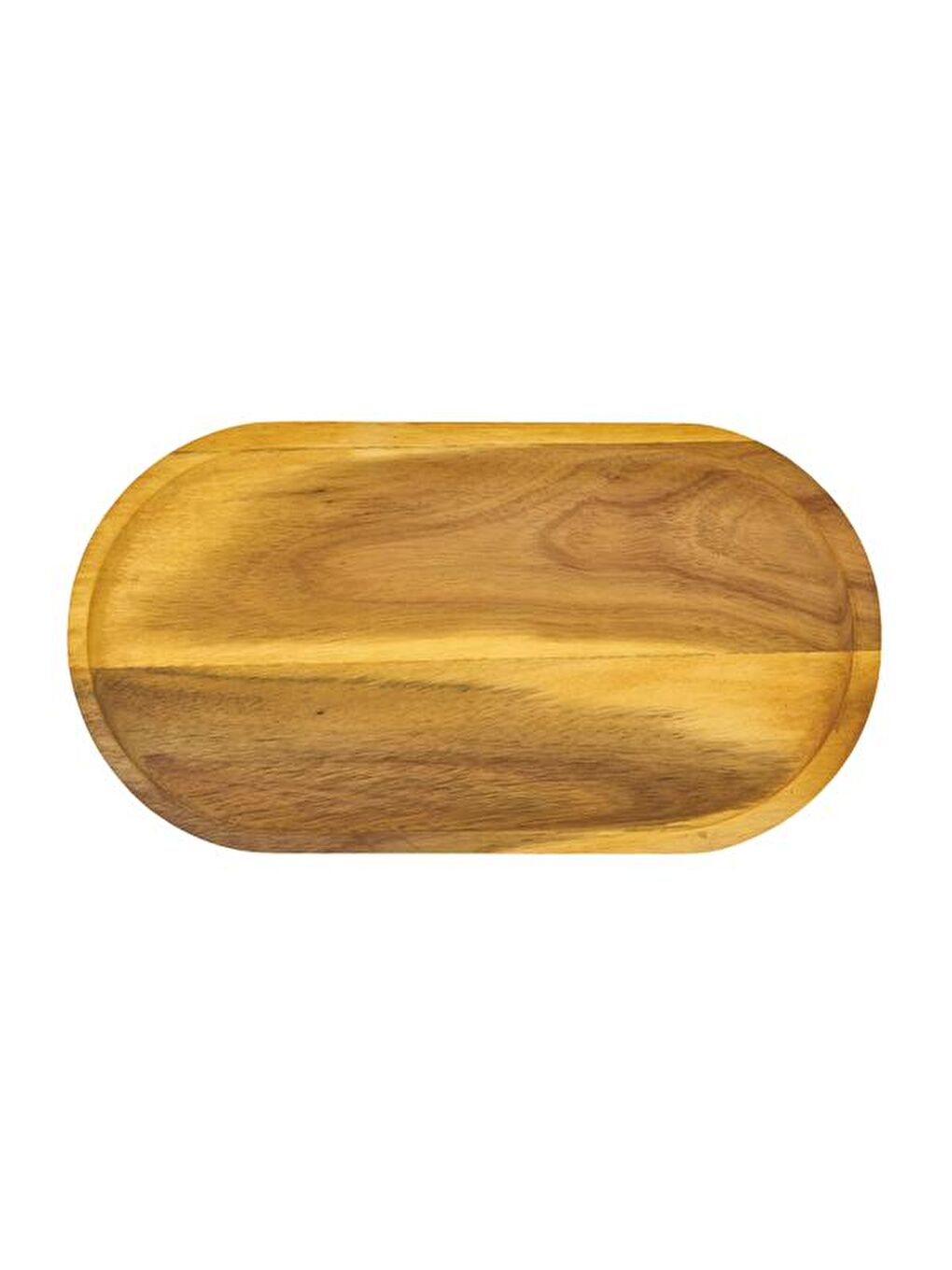 Akasya Oval Servis Sunum Tabağı - Kahverengi - 30x16x1,5 cm-1