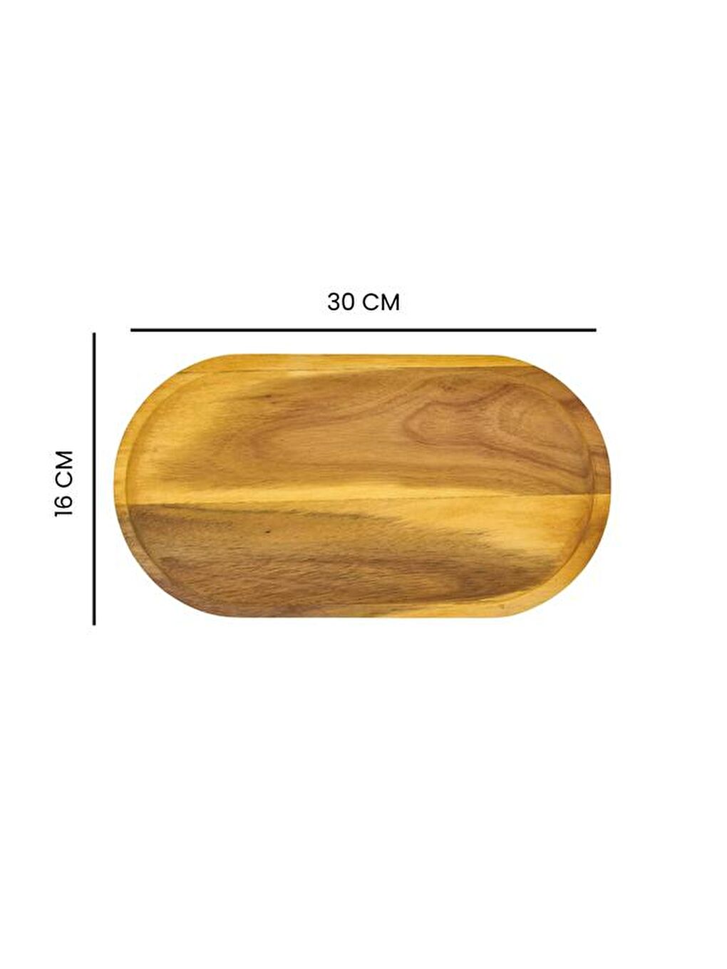 Akasya Oval Servis Sunum Tabağı - Kahverengi - 30x16x1,5 cm-5