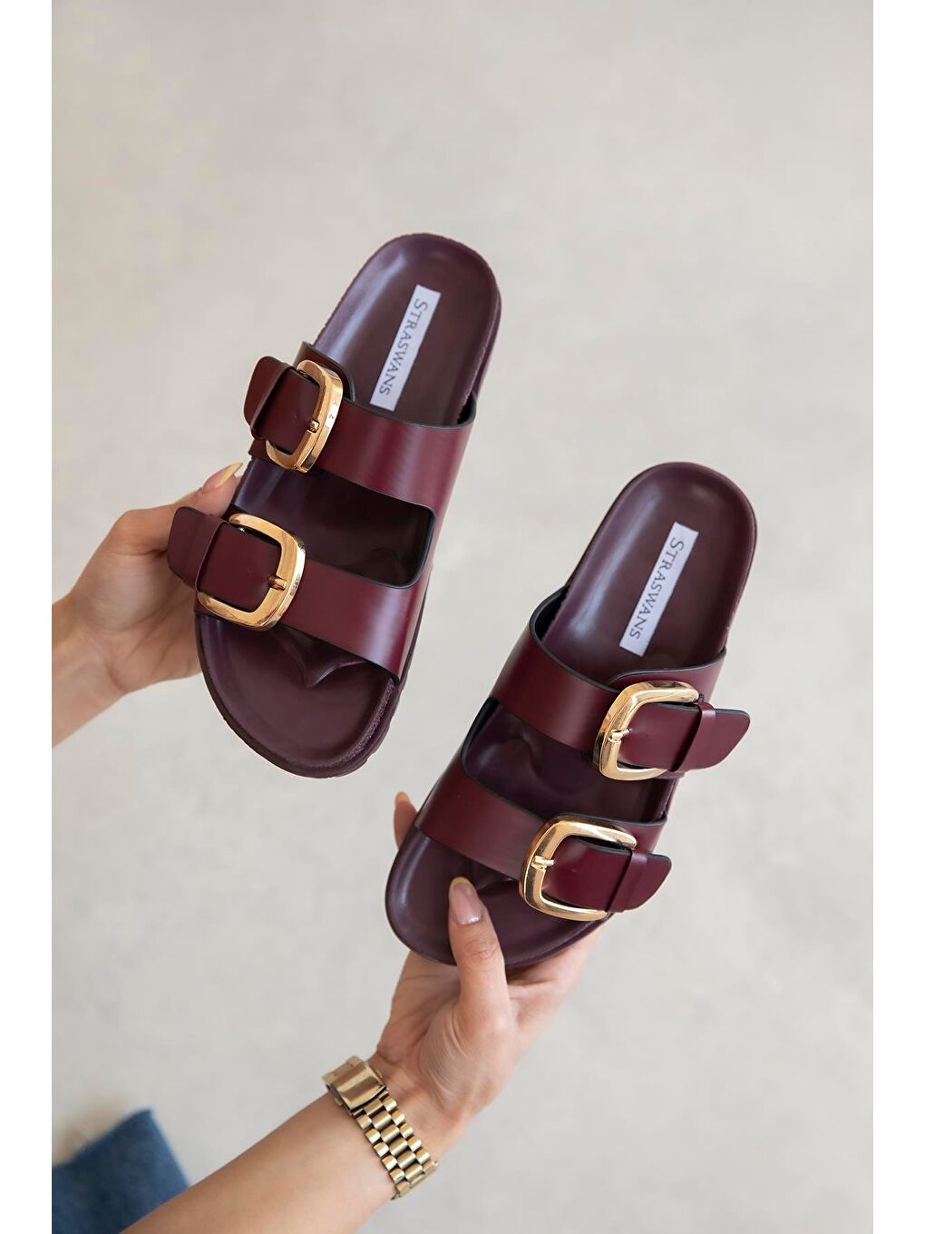 Bonita Kadın Toka Detay Günlük Konfor Terlik Bordo-1