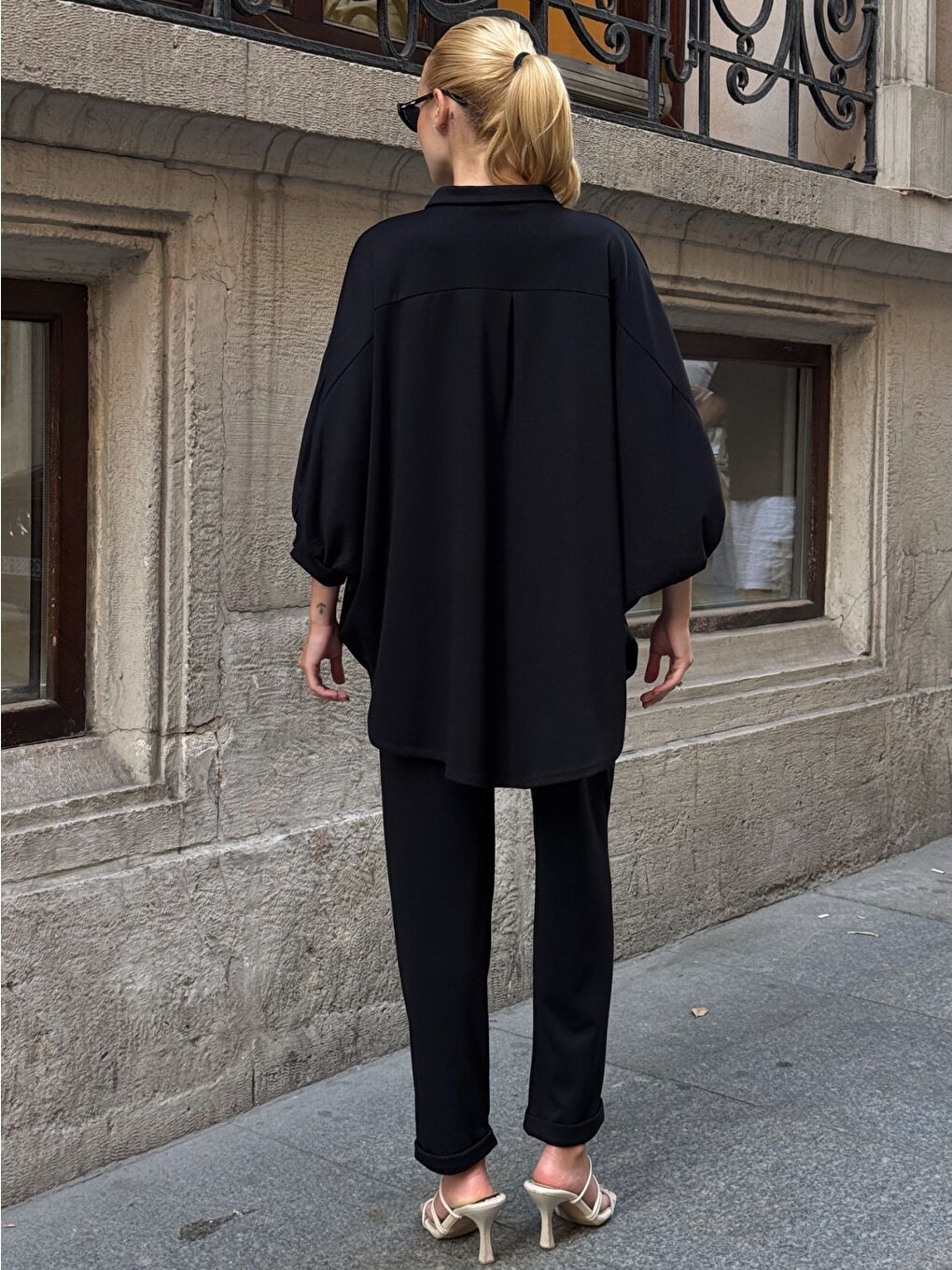 Oversize Gömlek Pantalon Siyah Takım-3