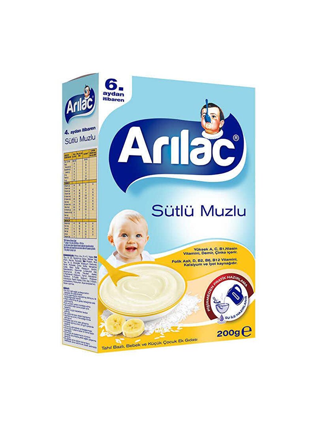 Arılac Renksiz Instant Ek Gıda Sütlü Muzlu 200 gr