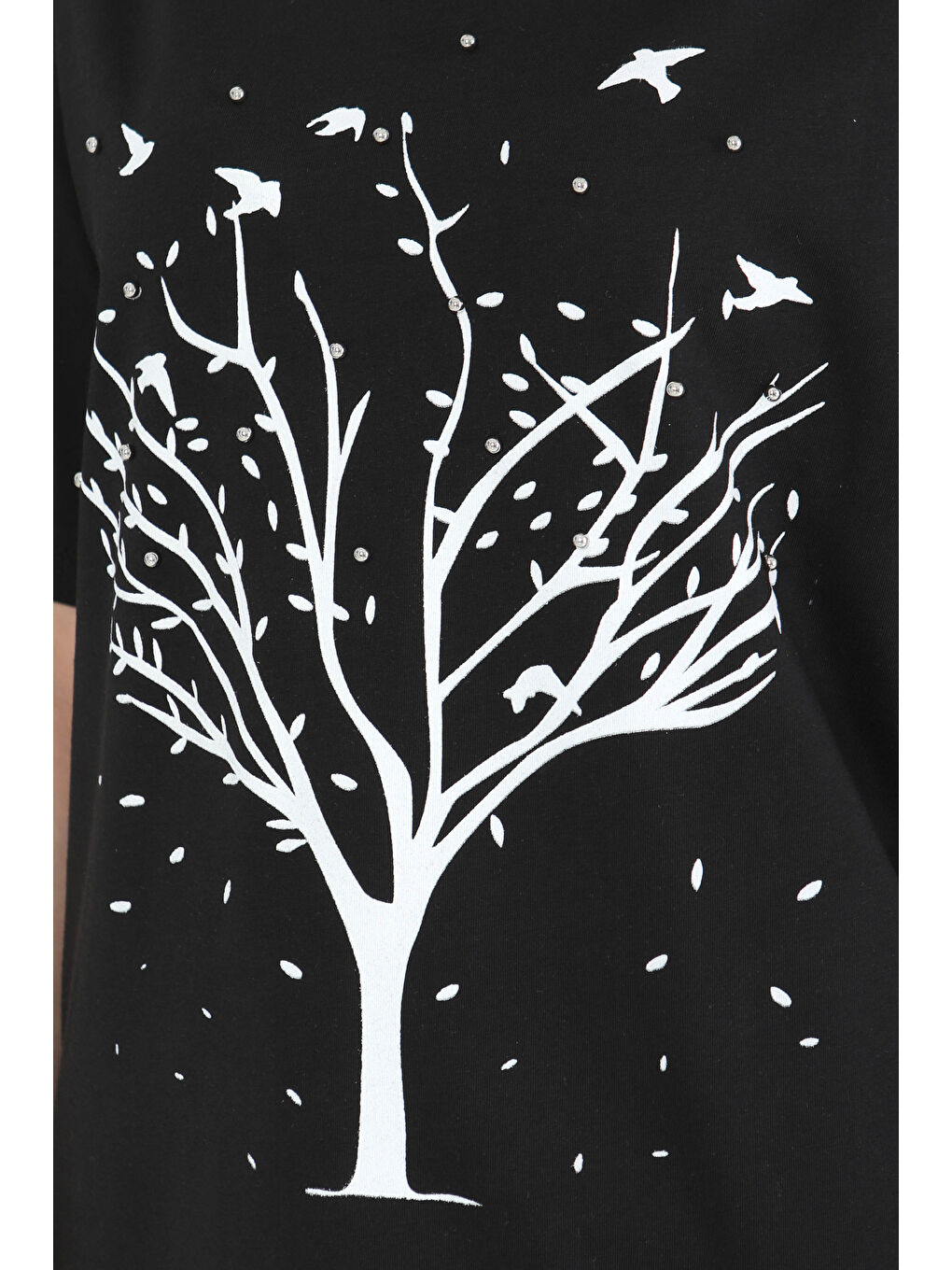 Baskılı Taşlı T-Şhirt Siyah - 27375-4