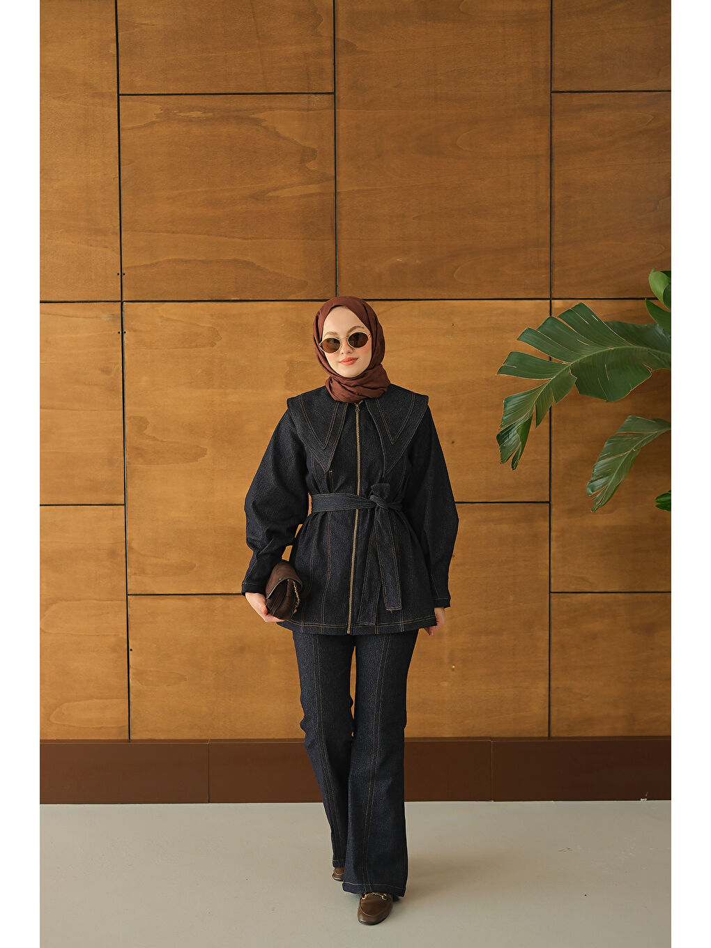 Kadın Fermuarlı Jean Takım Lacivert