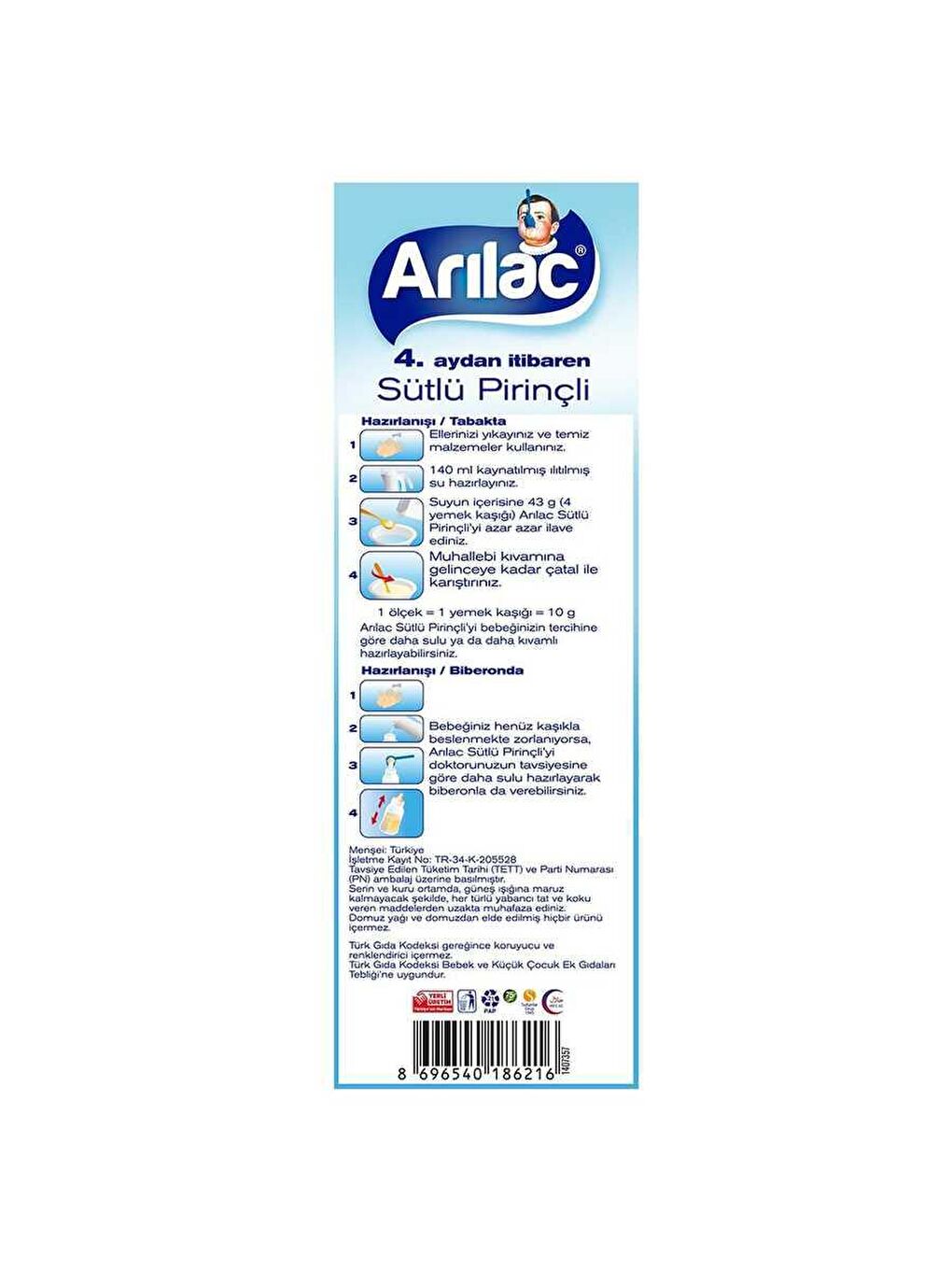 Arılac Renksiz Instant Ek Gıda Sütlü Pirinçli 400 gr - 3