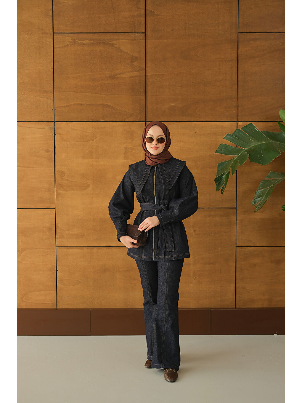 Kadın Fermuarlı Jean Takım Lacivert-1