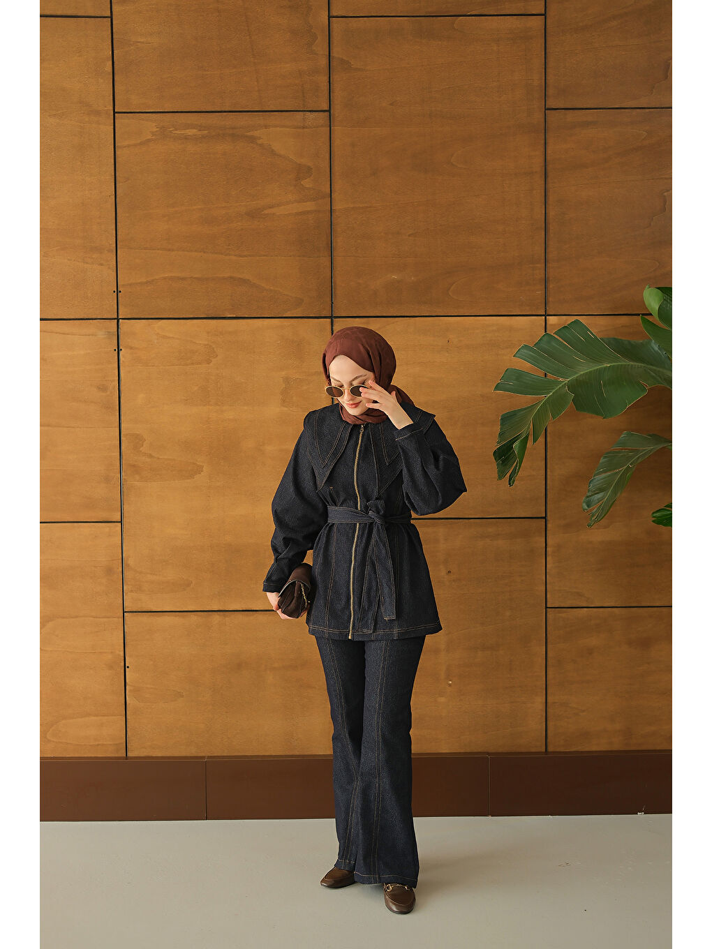 Kadın Fermuarlı Jean Takım Lacivert-2